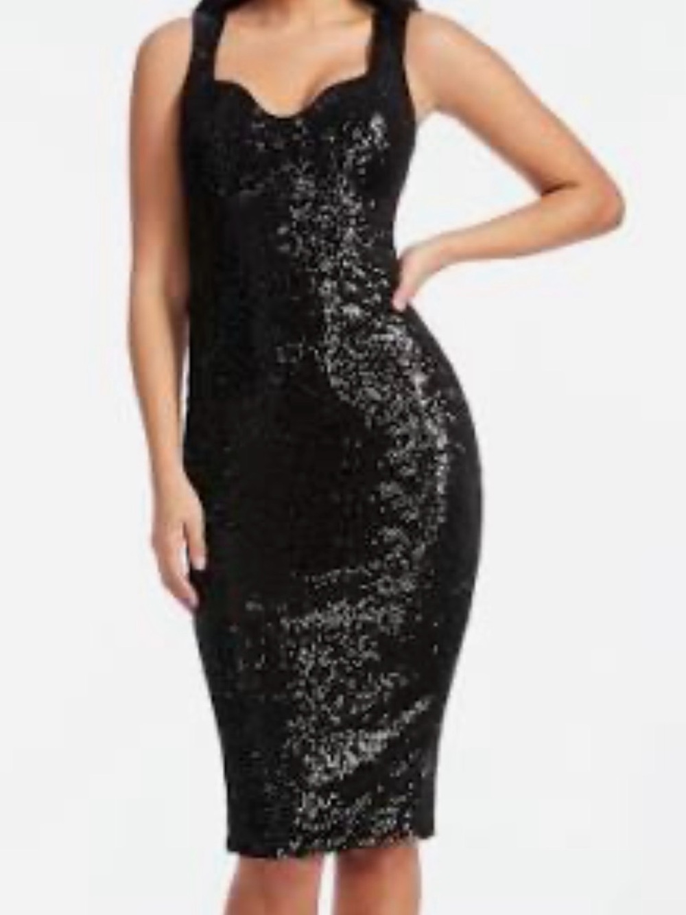 Dress the Population Black Sequin Midi Dress